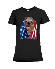 Sloth American Flag Premium Fit Ladies Tee tile
