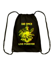 Die once Live forever mushroom Drawstring Bag tile