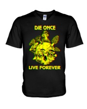 Die once Live forever mushroom V-Neck T-Shirt tile