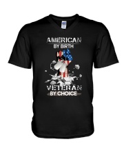 American By Birth Veteren By Choice V-Neck T-Shirt tile