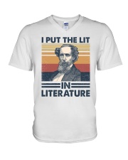 I Put The Lit In Literature Charles Dickens V-Neck T-Shirt tile