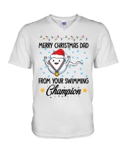 Merry christmas dad from your swimming champion V-Neck T-Shirt tile
