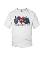 LGBTQ Peace Love Hugs Youth T-Shirt tile