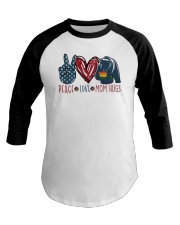 LGBTQ Peace Love Hugs Baseball Tee tile