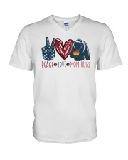 LGBTQ Peace Love Hugs V-Neck T-Shirt tile