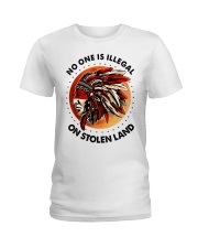 Native American No One Is Illegal On Stolen Land Ladies T-Shirt tile