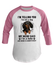 Dog telling you i'm not a dog Baseball Tee tile
