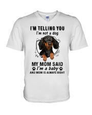 Dog telling you i'm not a dog V-Neck T-Shirt tile