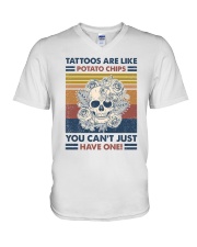 Tattoos are like potato chips You can't have one V-Neck T-Shirt tile
