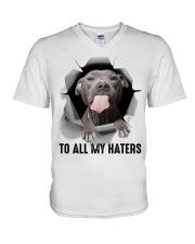 Pitbull To all my haters V-Neck T-Shirt tile