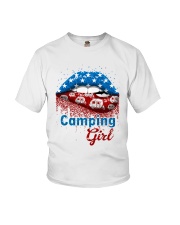 Camping Girl American Lips Youth T-Shirt tile