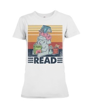 Elephant reading Premium Fit Ladies Tee tile