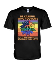 LGBTQ Pride Be Careful V-Neck T-Shirt tile