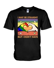 LGBTQ Pride I May Be Straight But I Don't Hate V-Neck T-Shirt tile