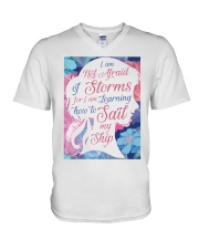 I am not afraid of storms V-Neck T-Shirt tile