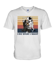 Summer Vintage Cat Tattoo I Do What I Want V-Neck T-Shirt tile