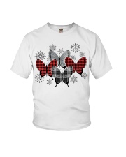 Christmas tartan butterfly Youth T-Shirt tile