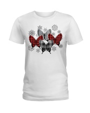 Christmas tartan butterfly Ladies T-Shirt tile