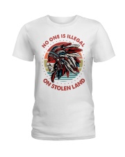 Native American No One Is Illegal On Stolen Land Ladies T-Shirt tile