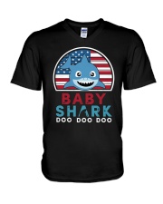 Vintage Babyboy shark doo V-Neck T-Shirt tile