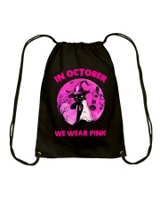 October we wear pink Cat Drawstring Bag tile