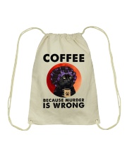 Black Cat Coffee Because Murder Is Wrong Drawstring Bag tile