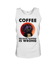 Black Cat Coffee Because Murder Is Wrong Unisex Tank tile