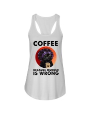 Black Cat Coffee Because Murder Is Wrong Ladies Flowy Tank tile