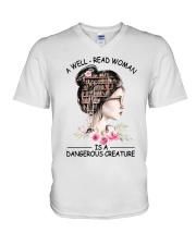 A well-read woman is a dangerous creature V-Neck T-Shirt tile