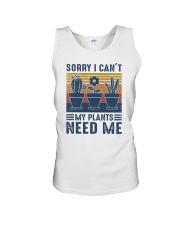 Sorry I can't My plants need me Unisex Tank tile