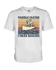 Paddle faster i hear banjos V-Neck T-Shirt tile