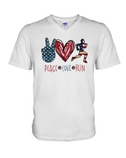 Peace Love Running V-Neck T-Shirt tile