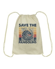 Retro vintage Save the pangolin Drawstring Bag tile