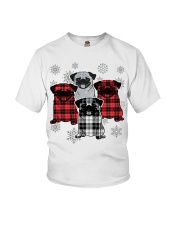 Christmas tartan pug Youth T-Shirt tile
