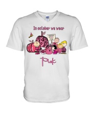 In October We Wear Pink V-Neck T-Shirt tile