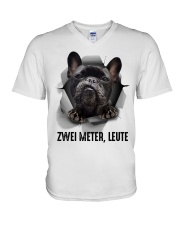 French Bulldog Six Feet People V-Neck T-Shirt tile