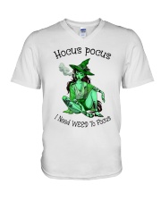 Hocus pocus I need weed to focus V-Neck T-Shirt tile