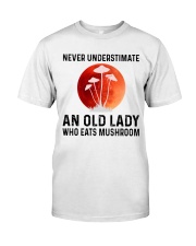 Never Underestimate An Old Lady Eats Mushroom Premium Fit Mens Tee tile