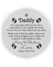 Daddy 1st Christmas Circle Ornament (Wood tile