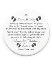 Mommy Daddy 1st Christmas Circle ornament - single (porcelain) front