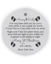 Mommy and Daddy 1st Christmas Circle ornament - single (wood) front
