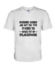 November Women Speakerphone V-Neck T-Shirt thumbnail
