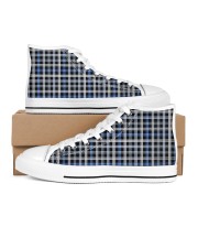 Blue White Black Pattern Men's High Top White Shoes thumbnail