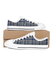 Blue White Black Pattern Men's Low Top White Shoes inside-left-outside-left