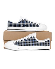 Blue White Black Pattern Women's Low Top White Shoes thumbnail