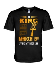 A King - March 19 V-Neck T-Shirt tile