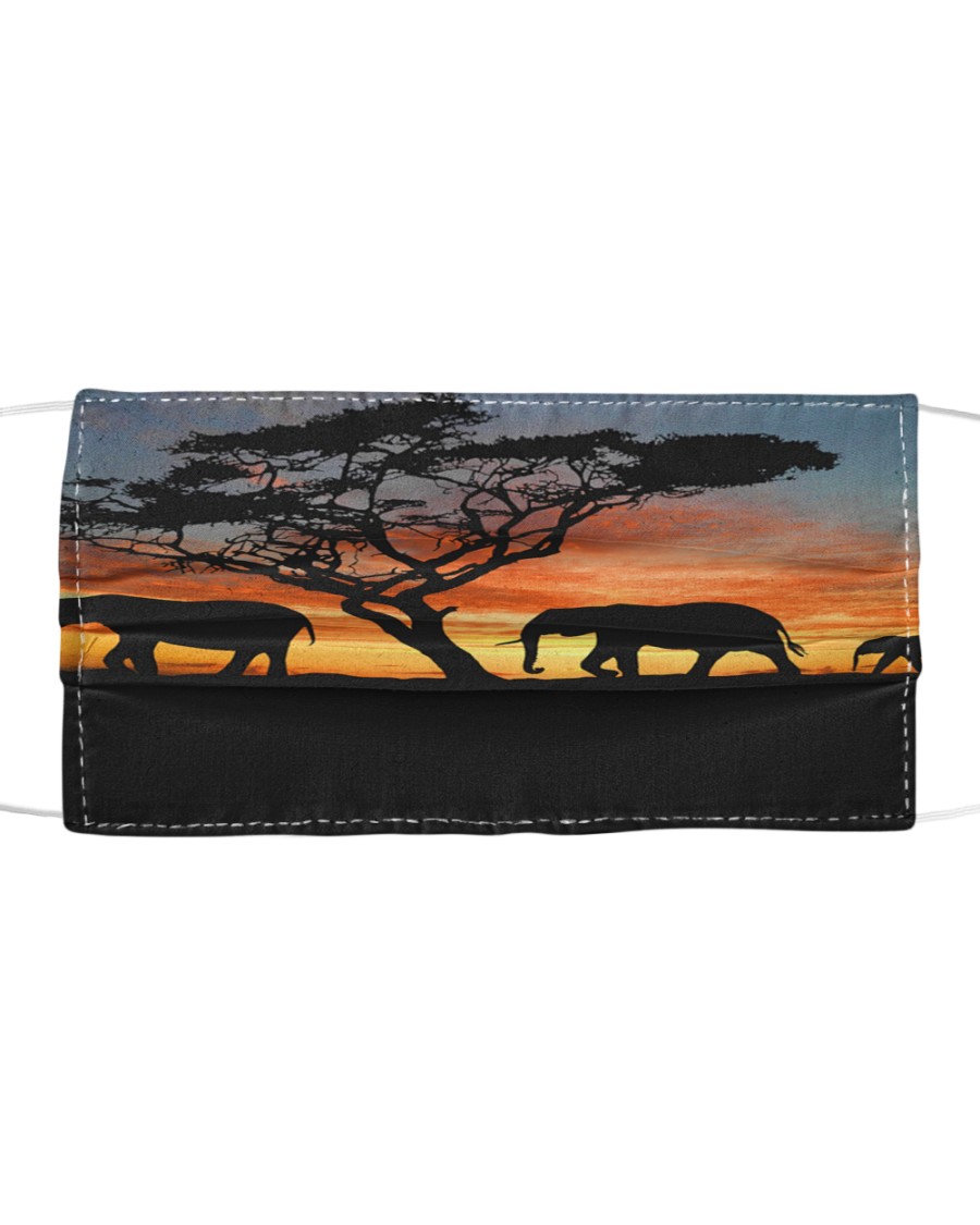 Elephants Sunset Cloth face mask