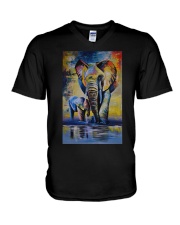 Elephants V-Neck T-Shirt tile