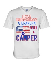 Grandfather Never Understimate A Grandpa V-Neck T-Shirt tile