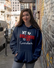 Grandmother My Heart Belongs To My Grandson Hooded Sweatshirt lifestyle-unisex-hoodie-front-1